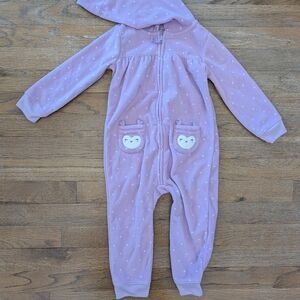 Cozy Pink Kids One Piece with Owl Pockets
